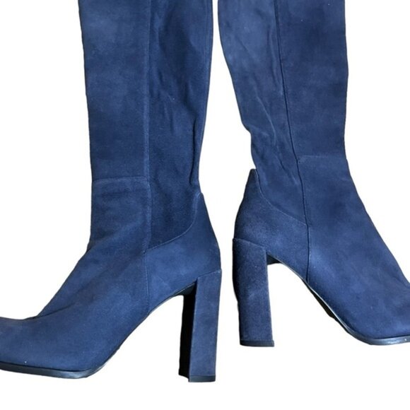 Stuart Weitzman Navy Suede Tall Boots Size 7.5M - Picture 3 of 11